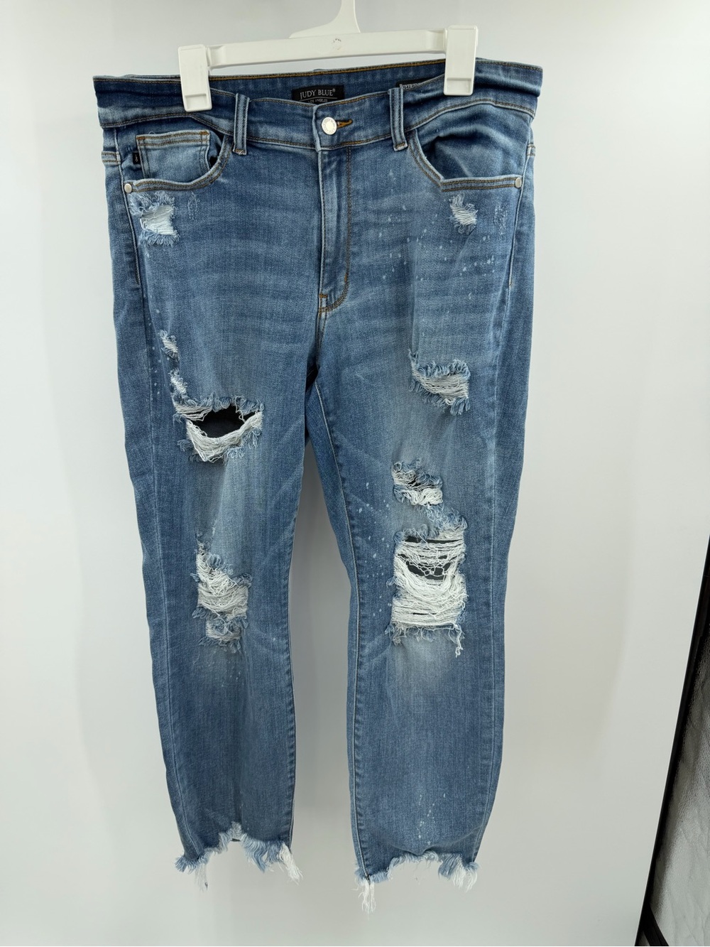 Judy Blue Boyfriend Fit Distressed Rae Hem Jeans Stretchy Size 16W